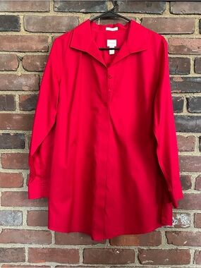 Chicos No Iron button up tunic shirt size 1.5 / 8 or medium (42 chest / 30” long